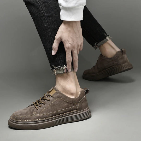 Heren Casual Veterschoenen met Contrast Zool en Verhoogde Stiksels