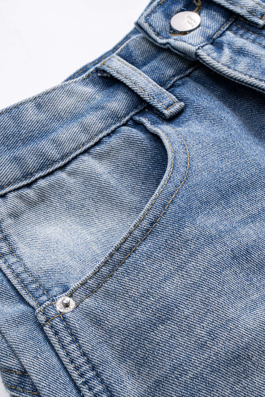 Denim Patchwork Rechte Jeans