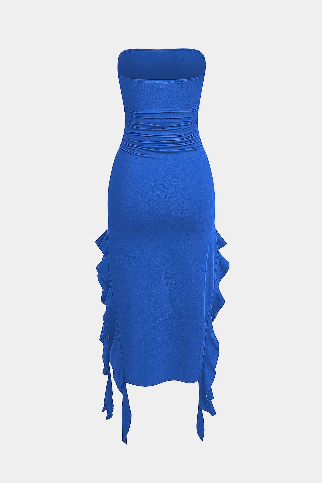 Effen Rimpelrand Rimpel Tube Maxi Jurk