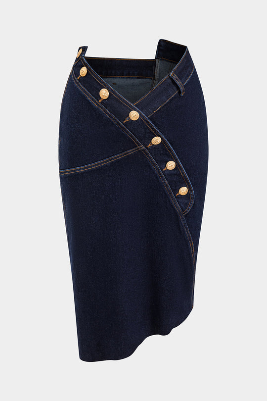 Denim Asymmetrische Knoprok