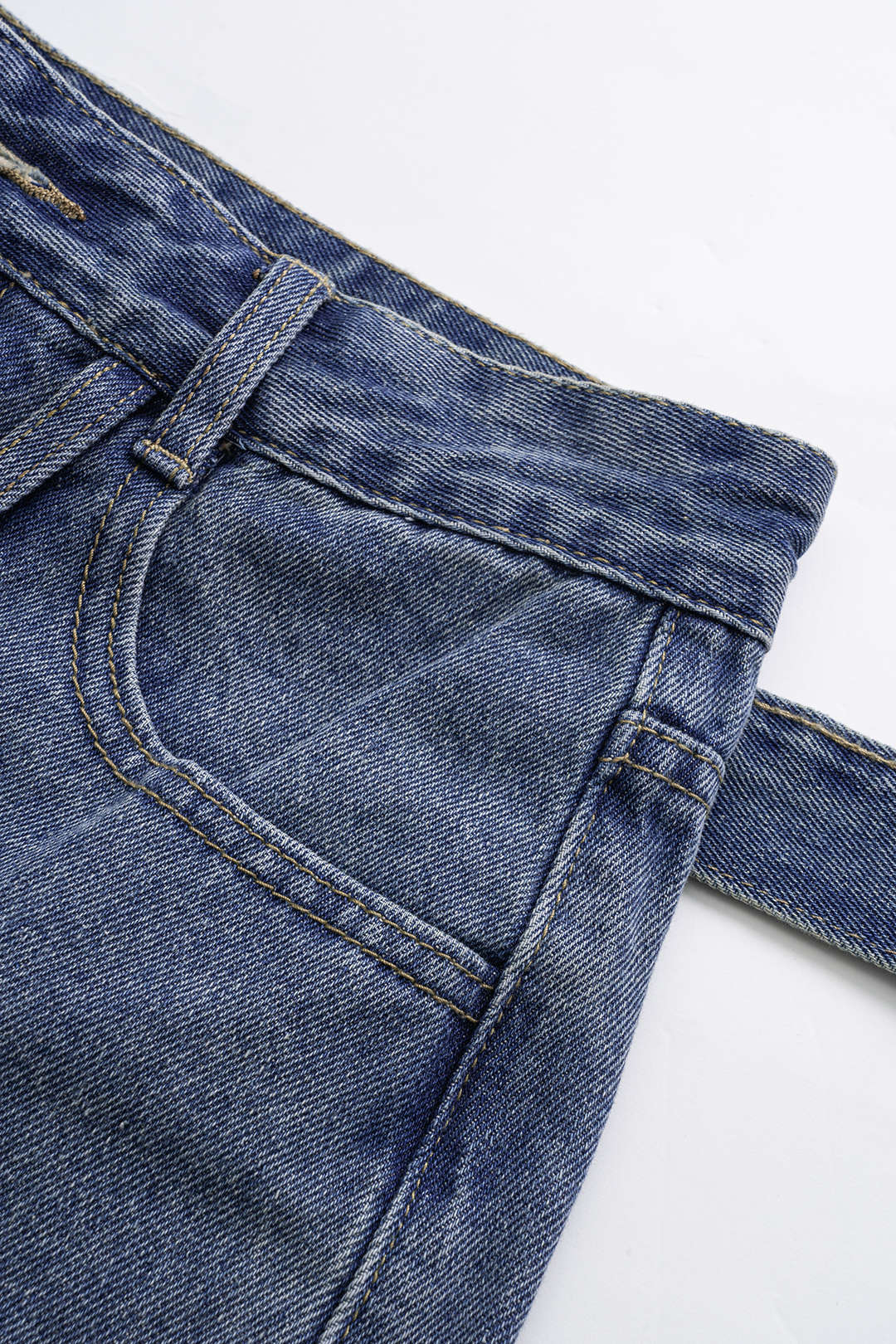 Denim Pocket Riem Asymmetrische Shorts