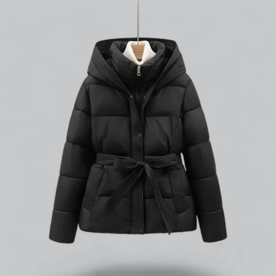 Dames Warme Gürtels Kapuze Puffer Jacke | Winter