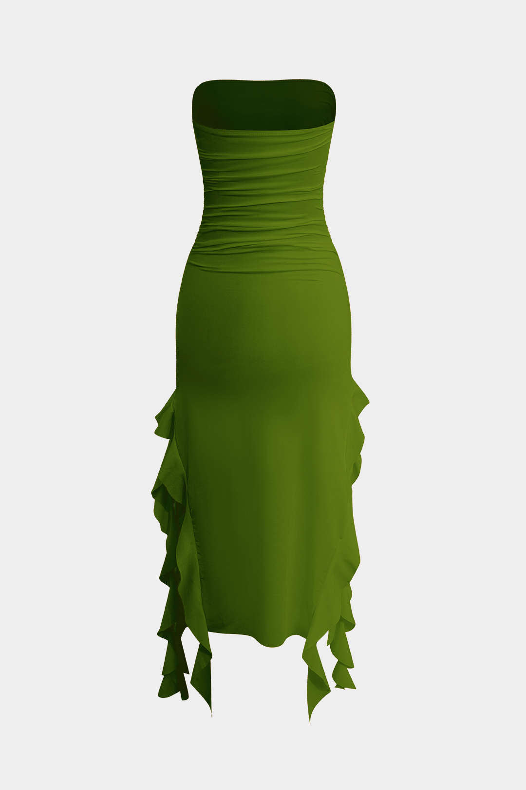 Effen Rimpelrand Rimpel Tube Maxi Jurk
