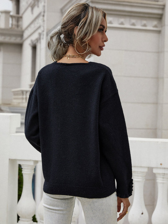 Trui met Franje Mouwen en V-Hals | Comfortabel & Uniek Design