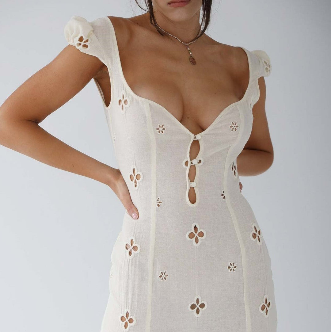 Isabella - Vintage Geborduurde Fishtail Midi-jurk