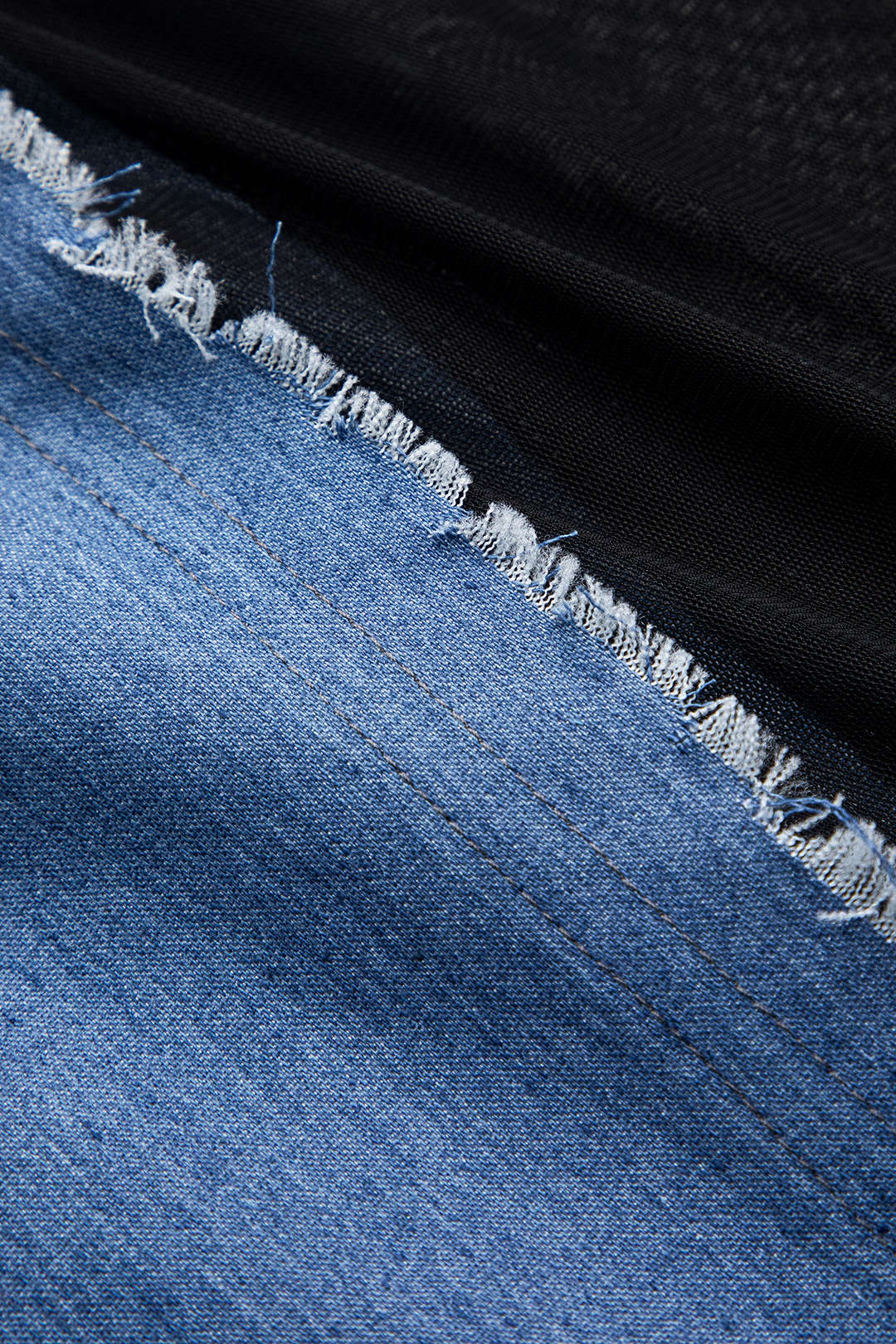 Denim Contrast Mesh Patchwork Rok