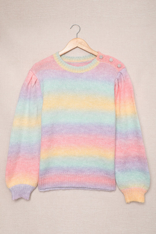 Gradient Strepen Bisschops Mouw Trui | Elegant & Comfortabel