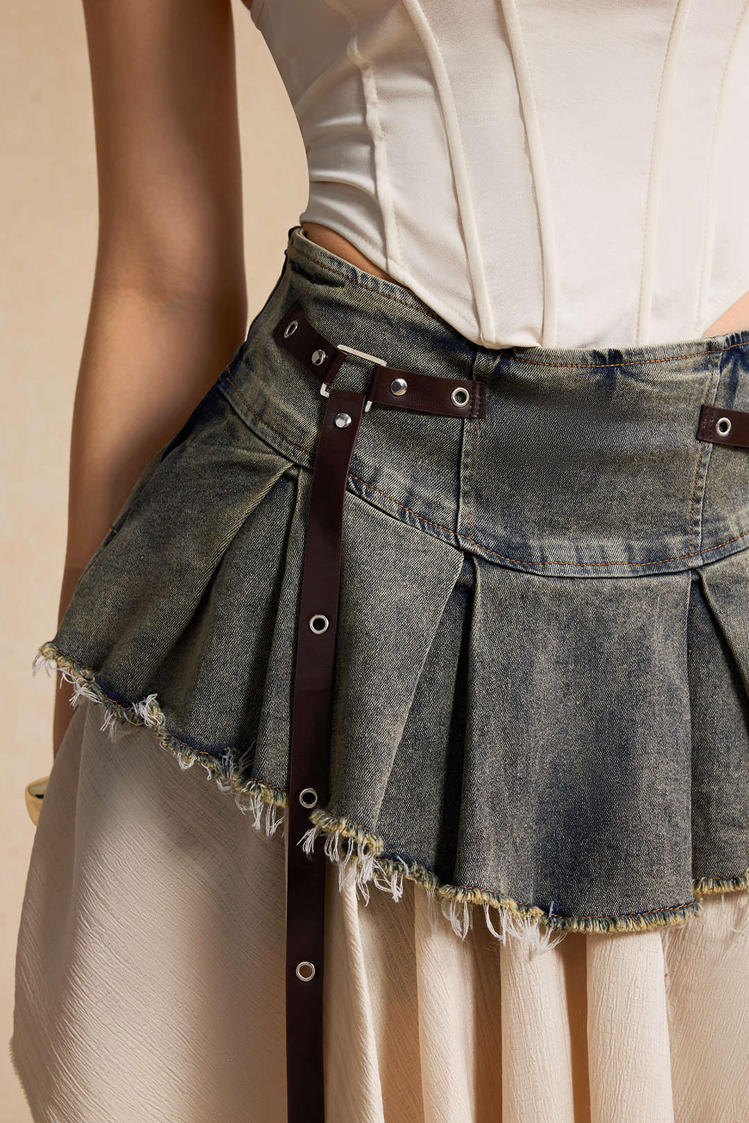 Denim Hoge Taille Patchwork Rok