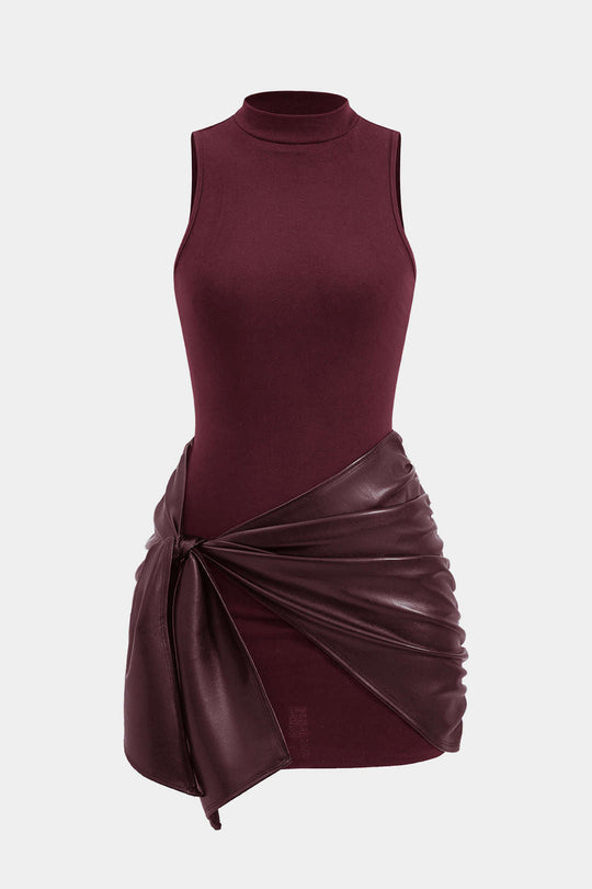 Knoop Voorkant Mouwloze Mini Jurk – Edgy en Elegant in Eén Look