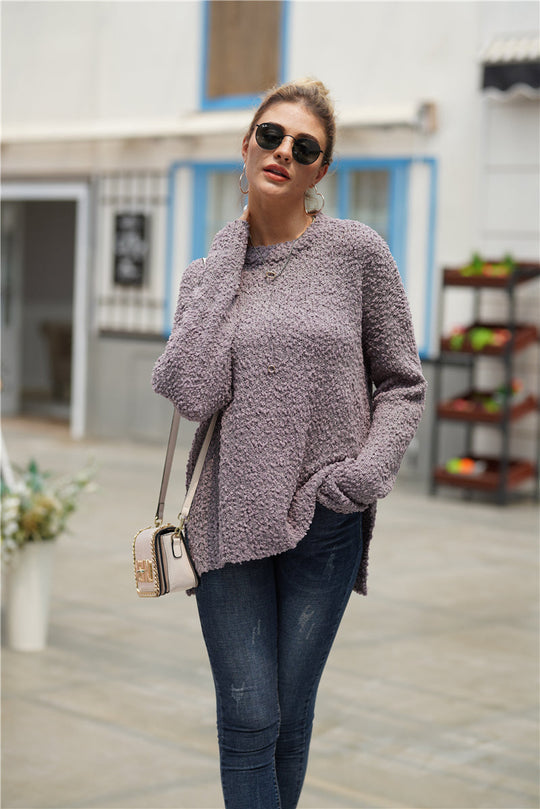 Fuzzy Zijsplit Hoge-Laag Trui | Comfortabel & Stijlvol