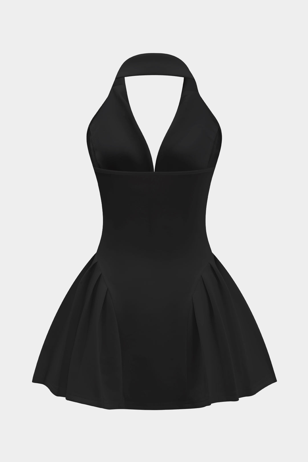 Halter Nek Knop Rimpel Mouwloze Mini Jurk