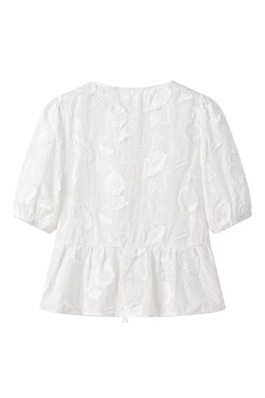 Uma - Chic Effen Vetersluiting Dames Korte Mouwen Shirt