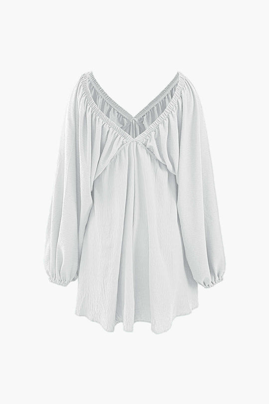 V-hals Mini Jurk met Pofmouwen