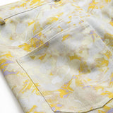 Abstracte Print Denim Knop Pocket Wijde Pantalon