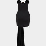 Mesh Ruched Tie Front Bustier Patchwork Slip Mini Jurk