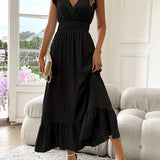 Dames Maxi Jurk met Ruffles en V-hals