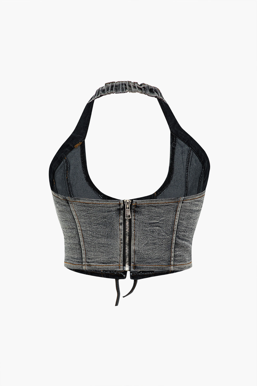 Denim Tie Up Halter En Mini Rok Set