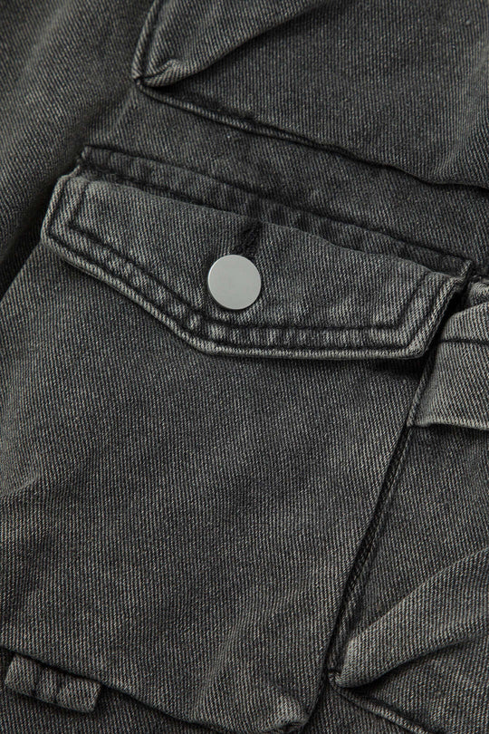 Multi Pocket Rolrand Wijde Pijpen Cargo Jeans