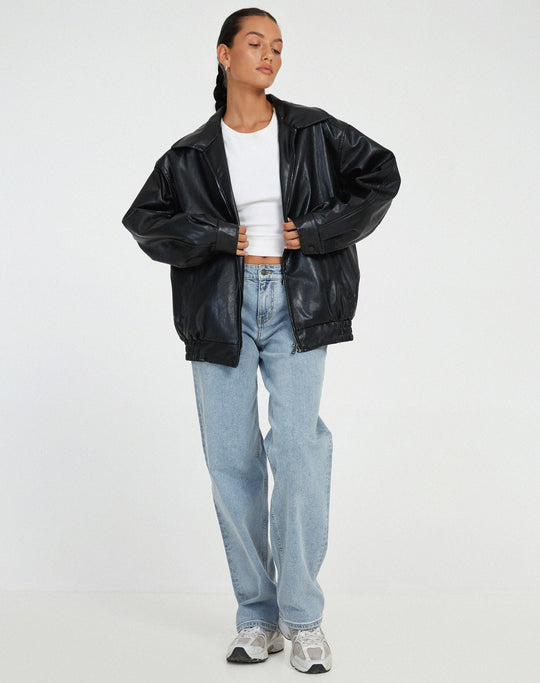 Dames Leren Jas | Oversized Pasvorm | Lichtgewicht Laag