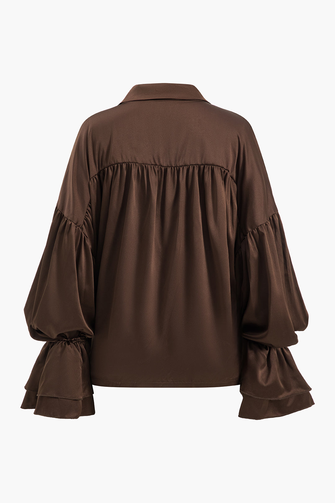 Thea - Strakke Knopjes Satijnen Dames Langemouwen Shirt