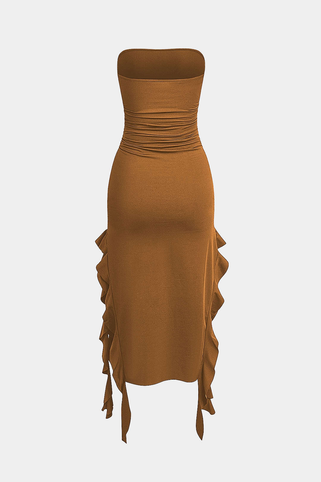 Effen Rimpelrand Rimpel Tube Maxi Jurk