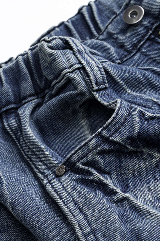 Denim Wijde Pijpen Gerimpelde Jeans