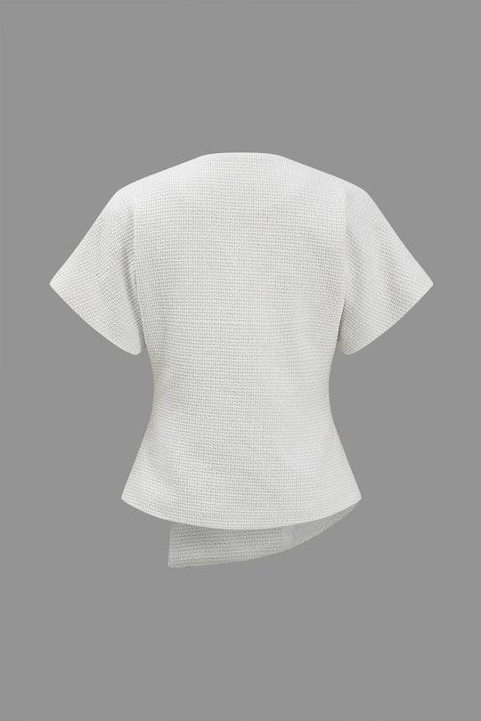 Tressa - Elegante Knopdesign Dames Korte Mouwen Shirt