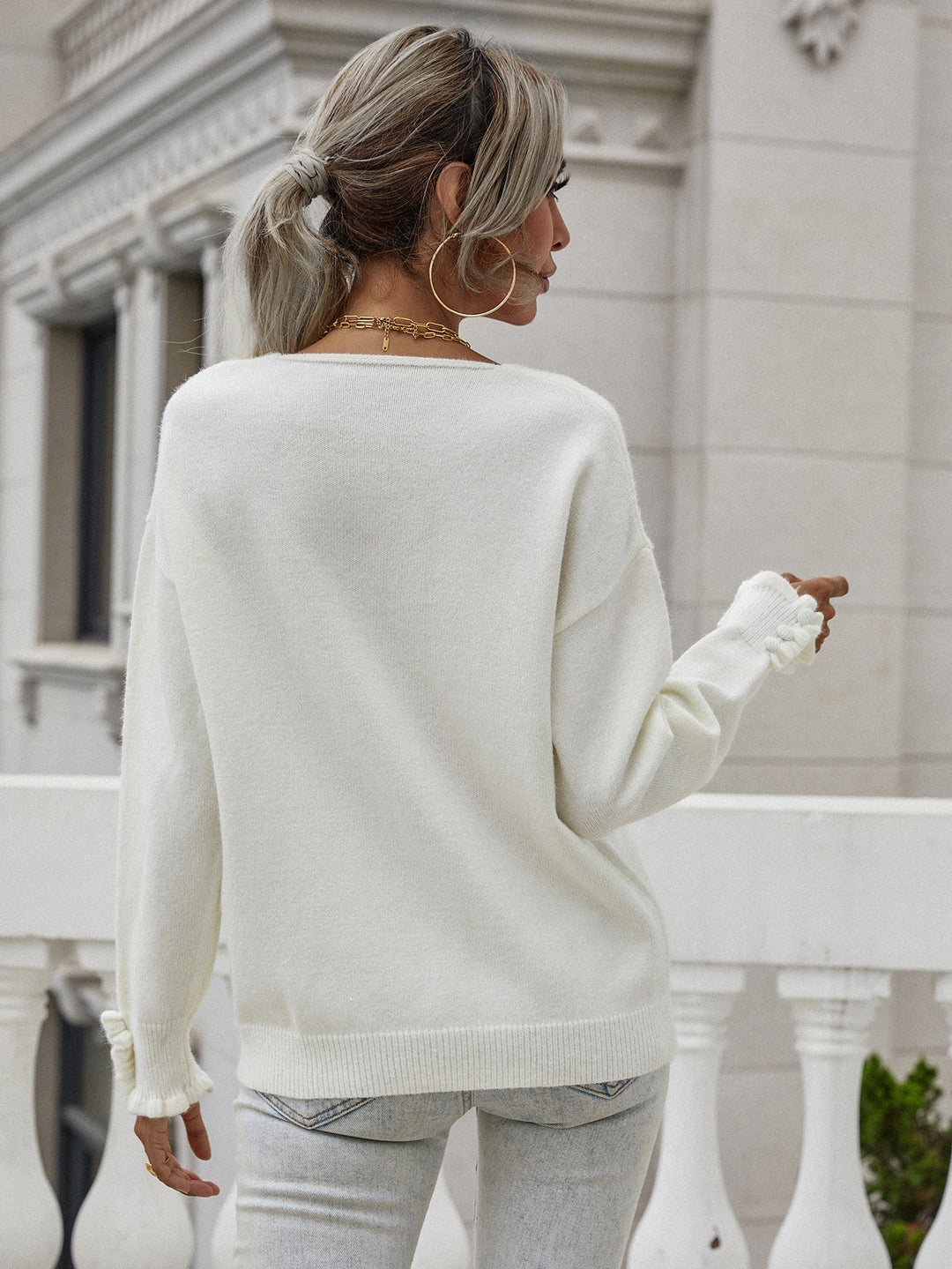 Trui met Franje Mouwen en V-Hals | Comfortabel & Uniek Design