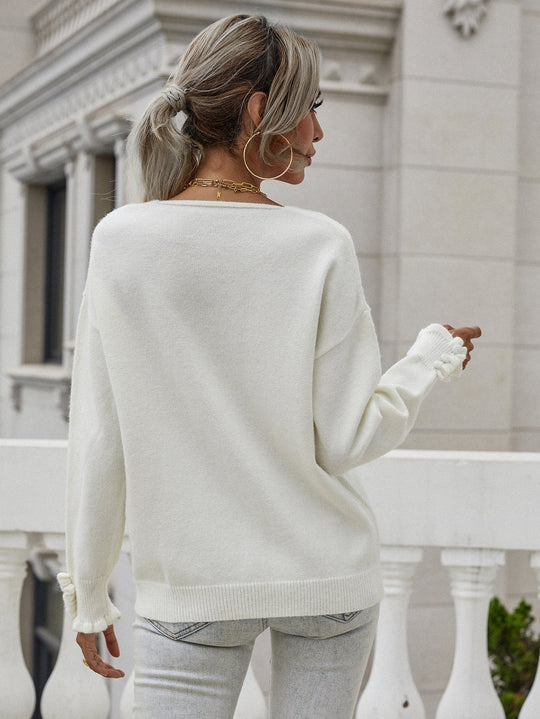 Trui met Franje Mouwen en V-Hals | Comfortabel & Uniek Design