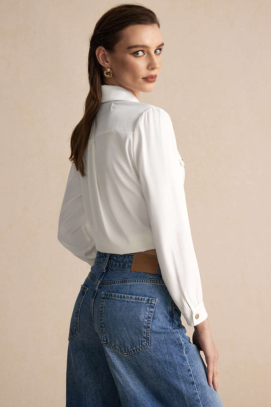 Delphine - Elegante Knopzak Vrouwelijke Lange Mouwen Shirt