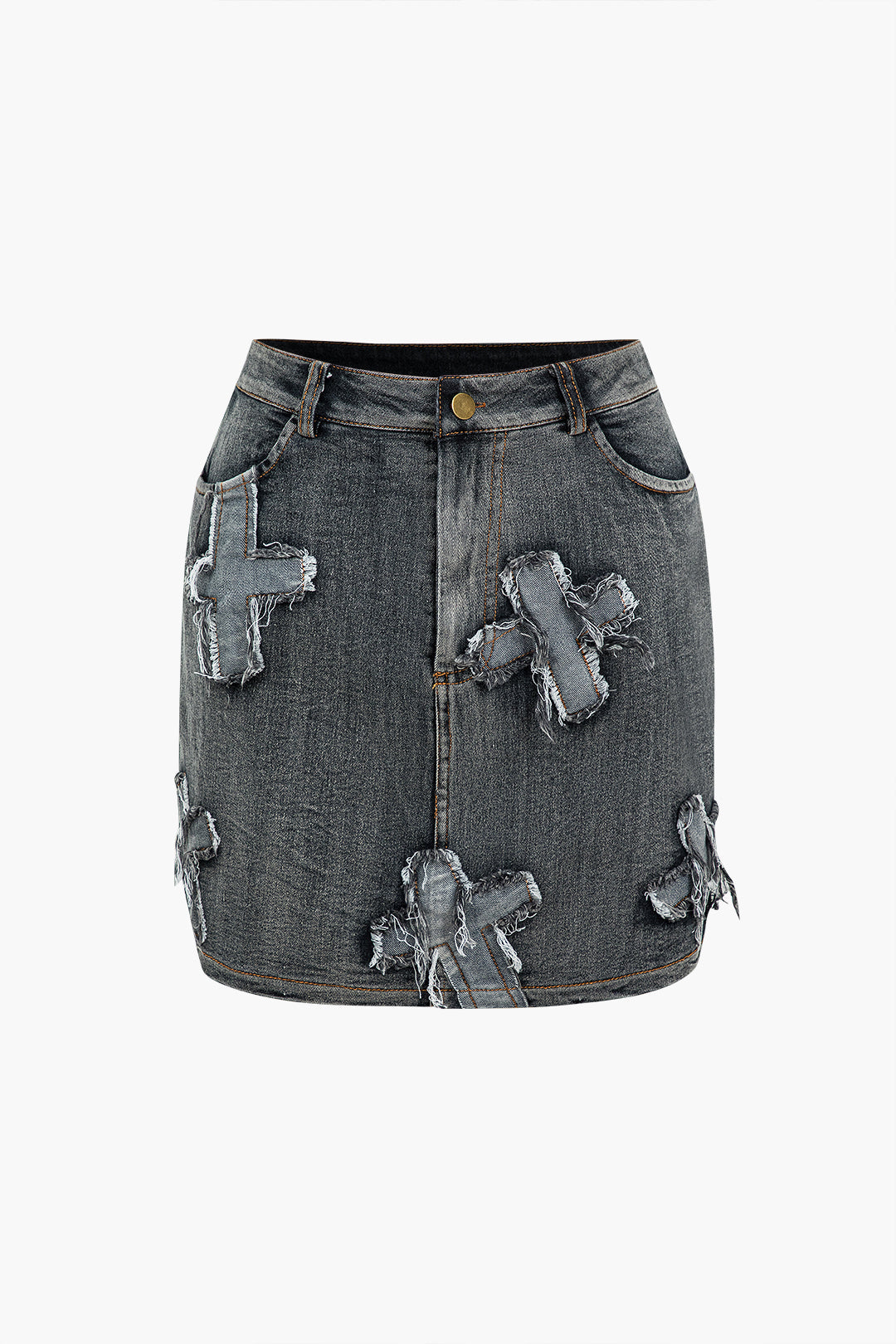 Denim Haltertop met Strikdetail en Minirok Set