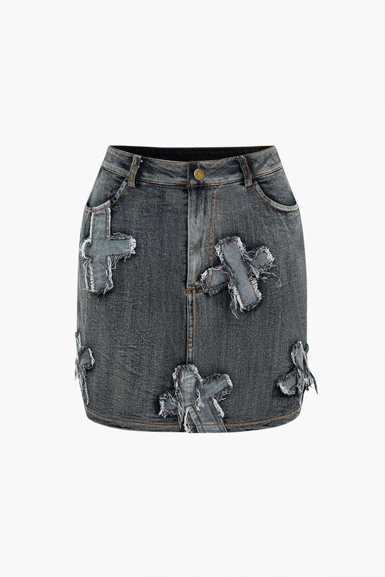 Denim Tie Up Halter En Mini Rok Set