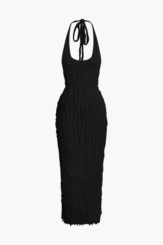 Doorzichtig Rimpel Textuur Halter Rugloze Maxi Jurk