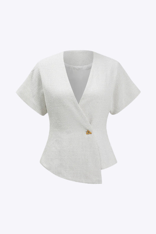 Tressa - Elegante Knopdesign Dames Korte Mouwen Shirt