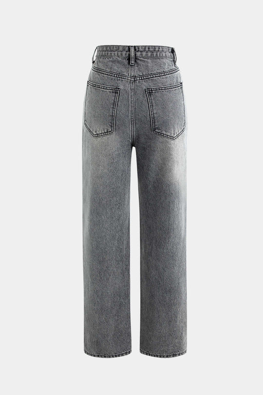 Asymmetrische Taille Rechte Jeans