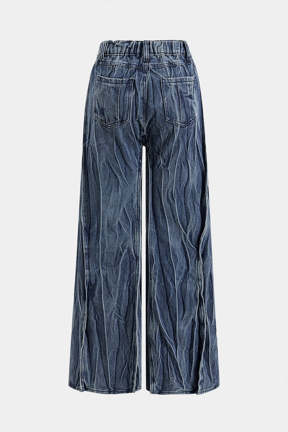 Denim Wijde Pijpen Gerimpelde Jeans
