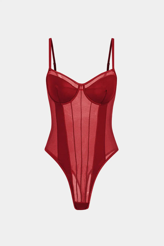 Sexy Rugloze Mesh Corset Bodysuit – Transparant en Verleidelijk