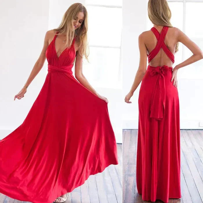 Elegante Wikkeljurk Dames – Midi Jurk met V-Hals, Ceintuur en Zwierige Rok