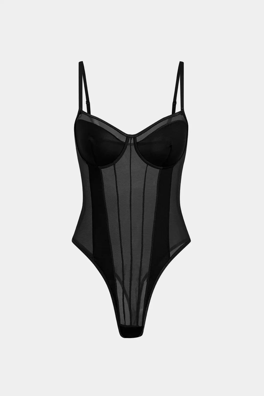 Sexy Rugloze Mesh Corset Bodysuit – Transparant en Verleidelijk