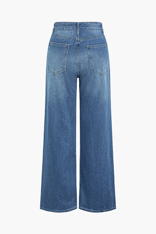 Denim Gewassen Gescheurde Ritszak Jeans