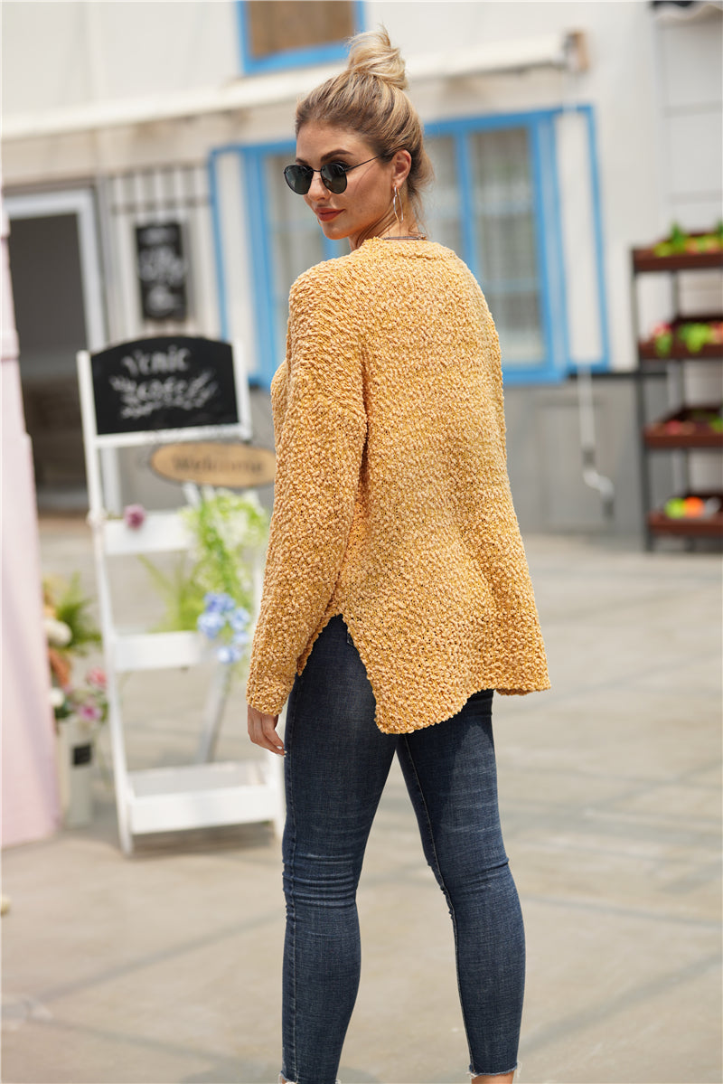 Fuzzy Zijsplit Hoge-Laag Trui | Comfortabel & Stijlvol