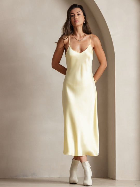 Amelina - Luxueuze Silhouette Dames Spaghetti Band Lang Nachthemd