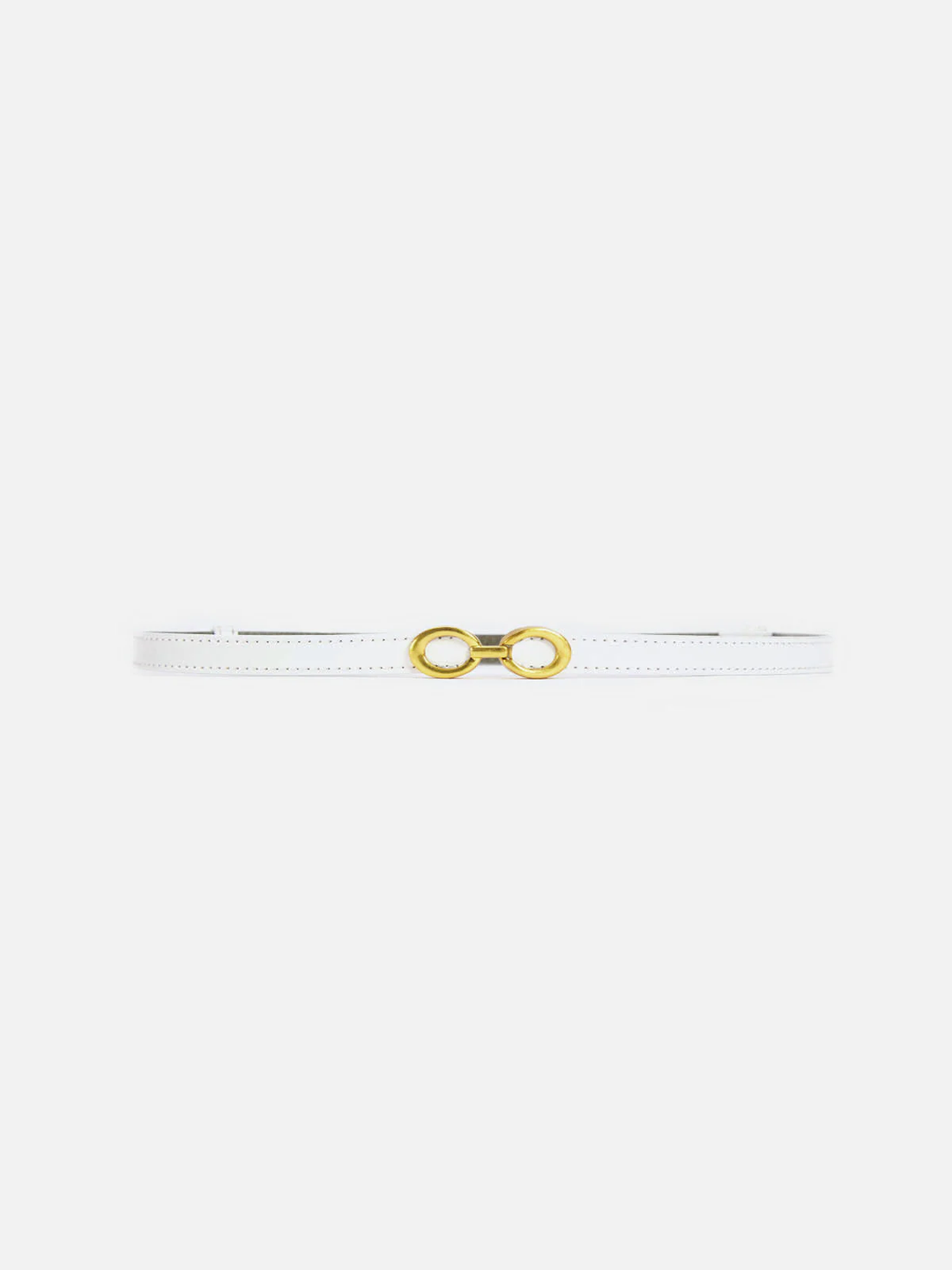 Smalle leren riem met ringengesp dames