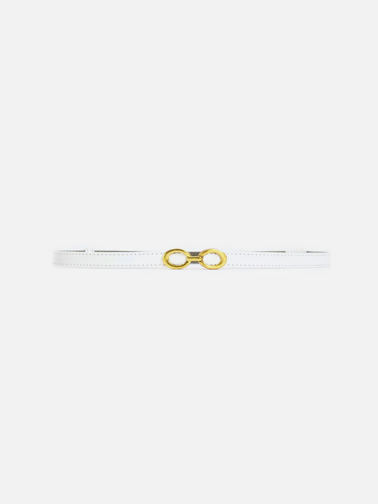 Smalle leren riem met ringengesp dames