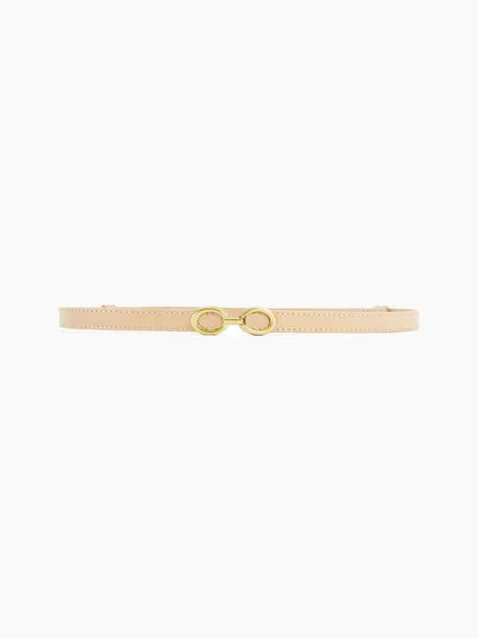 Smalle leren riem met ringengesp dames