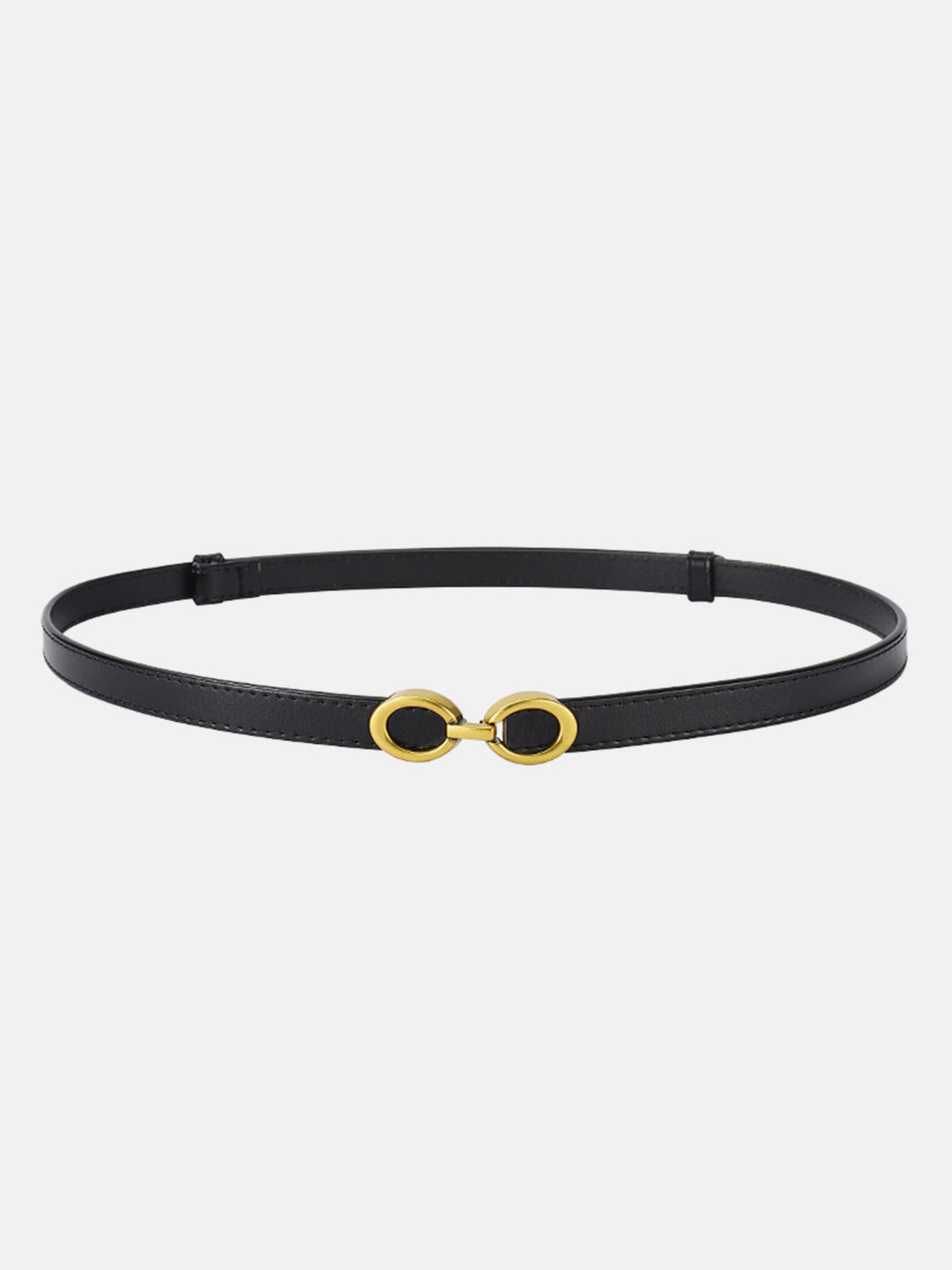 Smalle leren riem met ringengesp dames