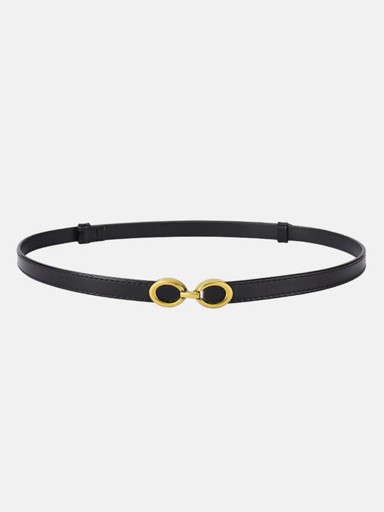 Smalle leren riem met ringengesp dames