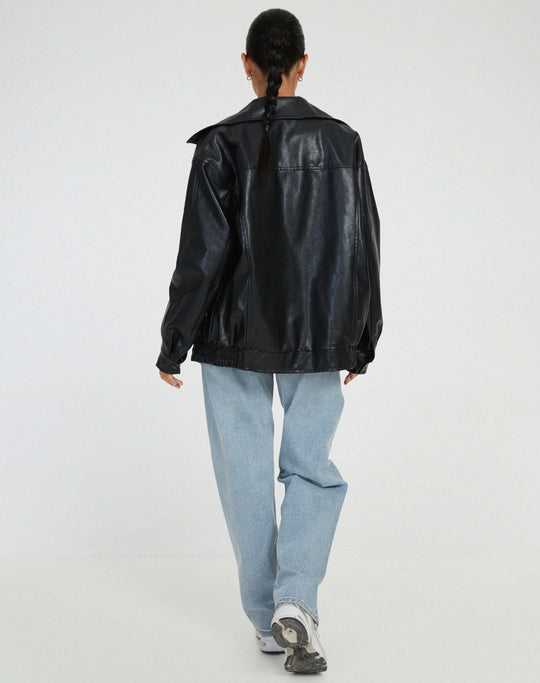 Dames Leren Jas | Oversized Pasvorm | Lichtgewicht Laag