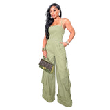 Cargo Jumpsuit Dames – Trendy Utility Jumpsuit met Wijde Pijpen in 5 Kleuren