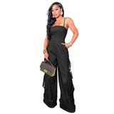 Cargo Jumpsuit Dames – Trendy Utility Jumpsuit met Wijde Pijpen in 5 Kleuren